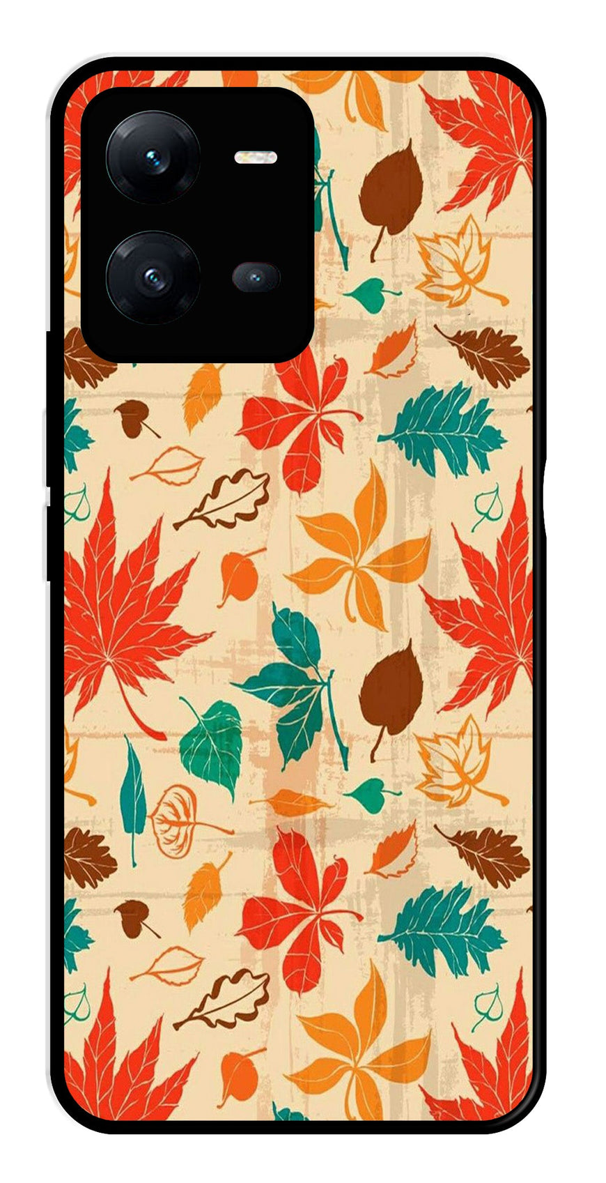 Leafs Design Metal Mobile Case for Vivo V25 5G   (Design No -14)