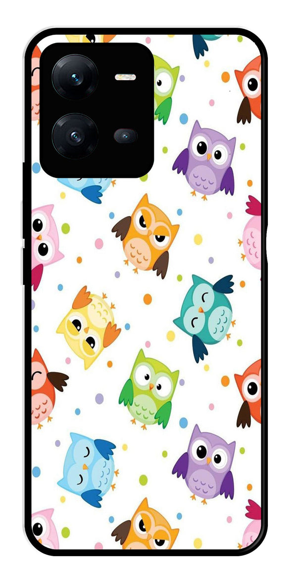 Owls Pattern Metal Mobile Case for Vivo V25 5G   (Design No -20)