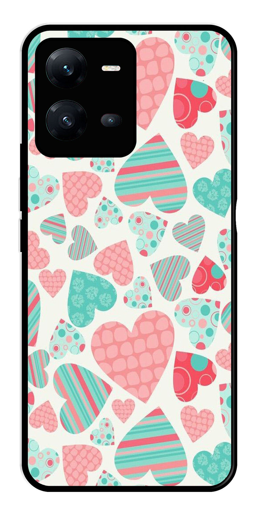 Hearts Pattern Metal Mobile Case for Vivo V25 5G   (Design No -22)