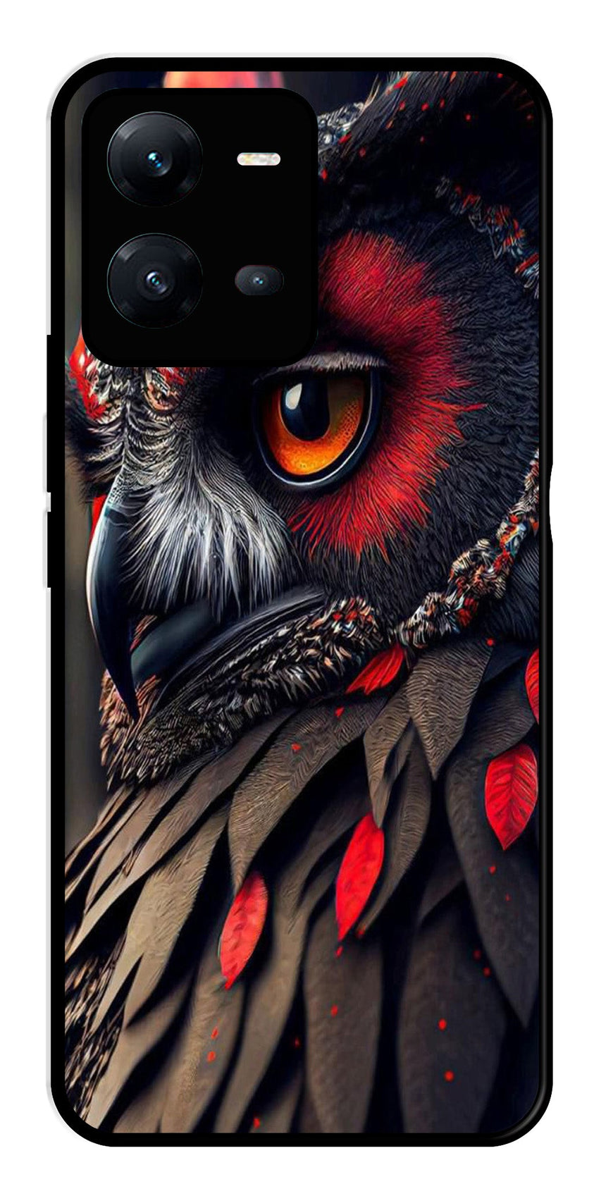 Owl Design Metal Mobile Case for Vivo V25 5G   (Design No -26)
