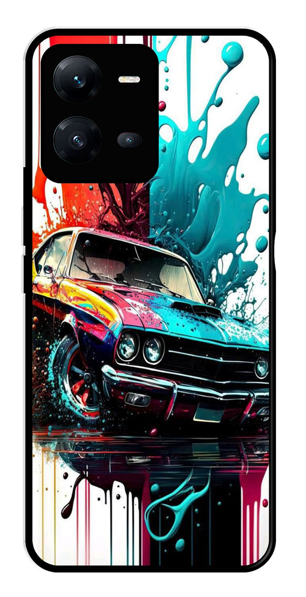 Vintage Car Metal Mobile Case for Vivo V25 5G   (Design No -29)