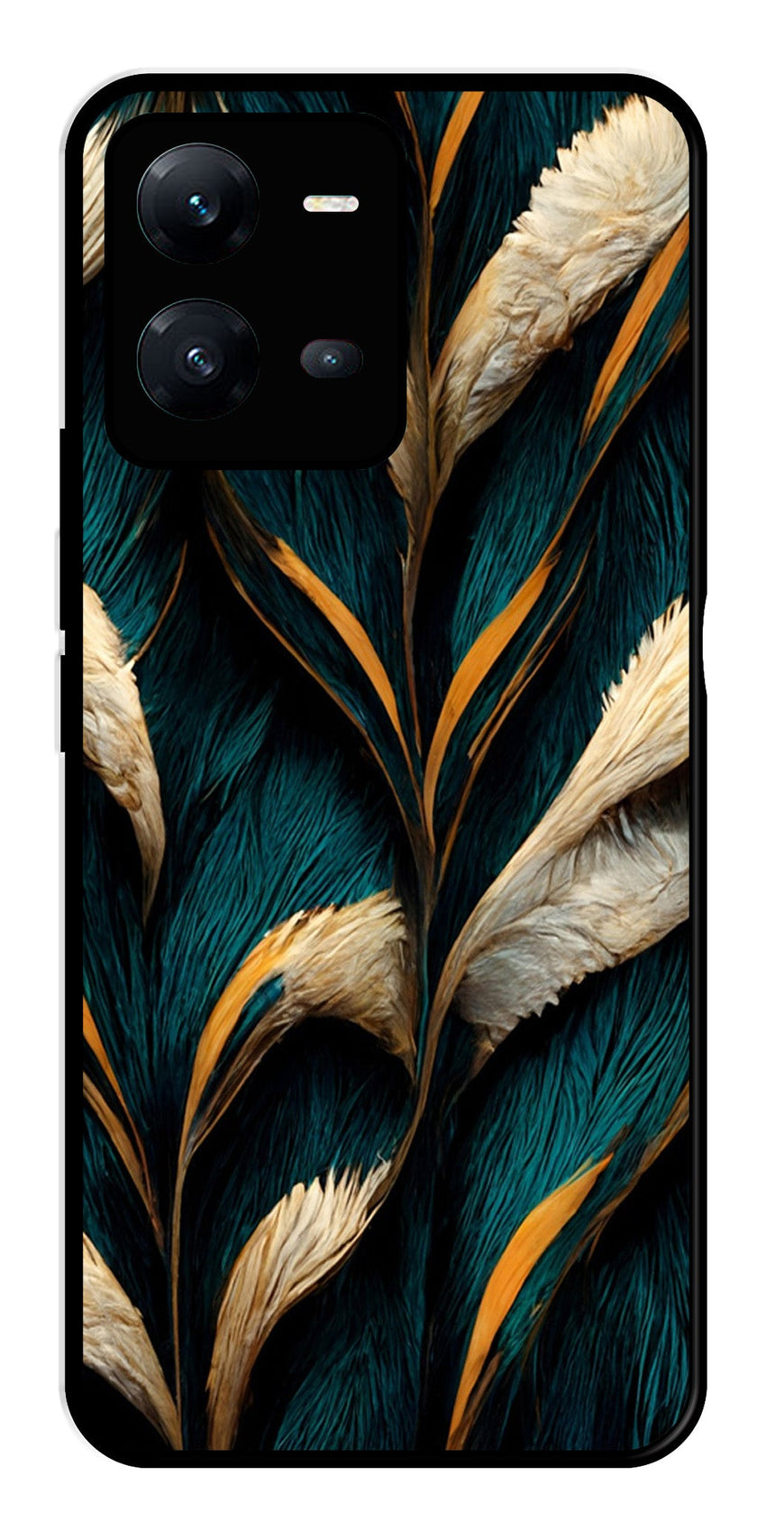Feathers Metal Mobile Case for Vivo V25 5G   (Design No -30)