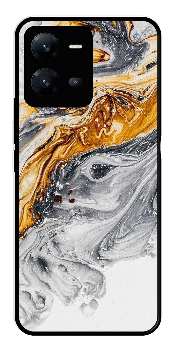 Marble Pattern Metal Mobile Case for Vivo V25 5G   (Design No -36)