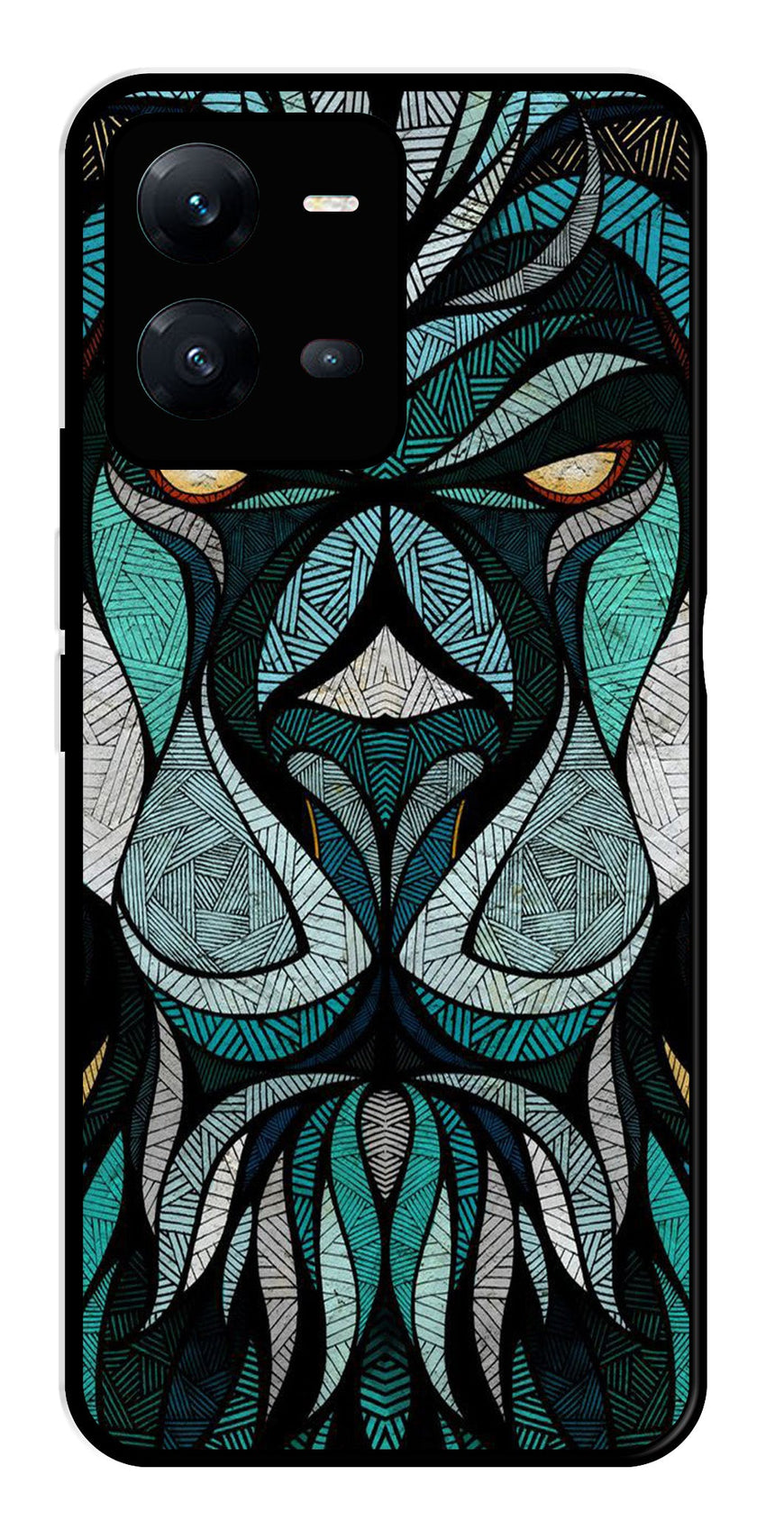 Lion Pattern Metal Mobile Case for Vivo V25 5G   (Design No -40)