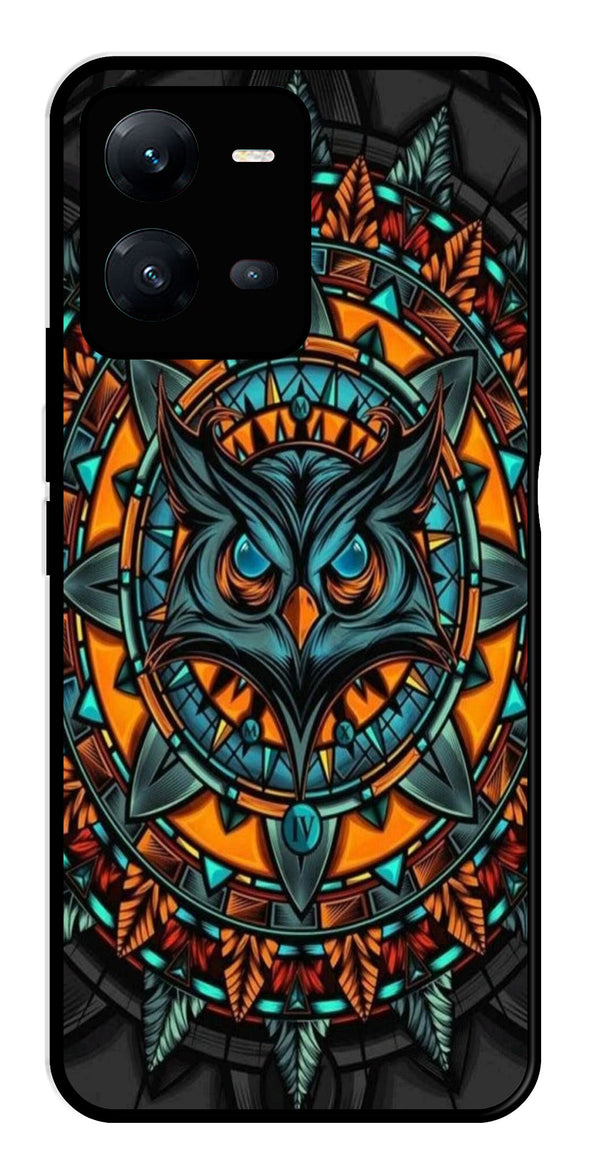 Owl Pattern Metal Mobile Case for Vivo V25 5G   (Design No -42)