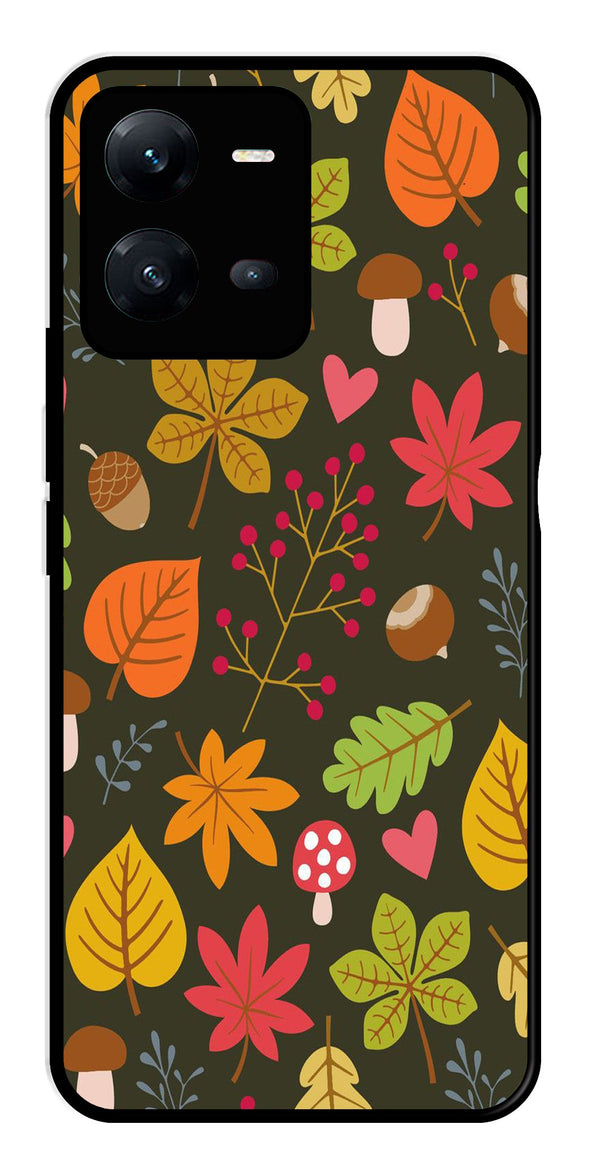 Leaves Design Metal Mobile Case for Vivo V25 5G   (Design No -51)