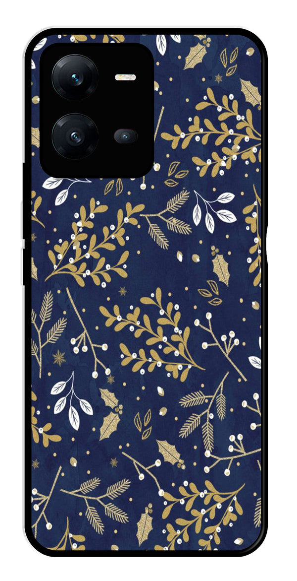 Floral Pattern  Metal Mobile Case for Vivo V25 5G   (Design No -52)