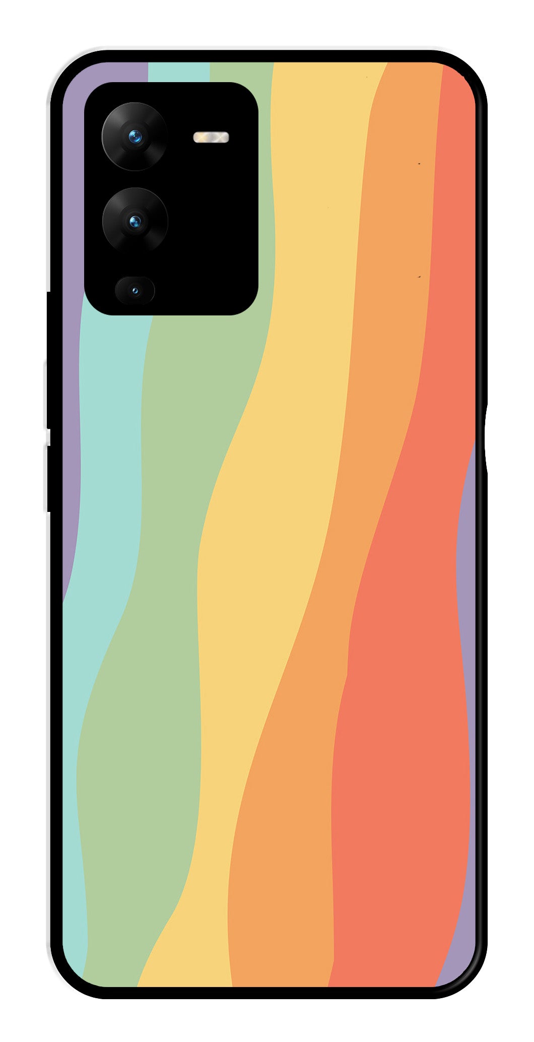 Muted Rainbow Metal Mobile Case for Vivo V25 Pro   (Design No -02)