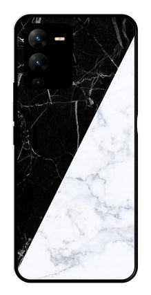 Black White Marble Design Metal Mobile Case for Vivo V25 Pro