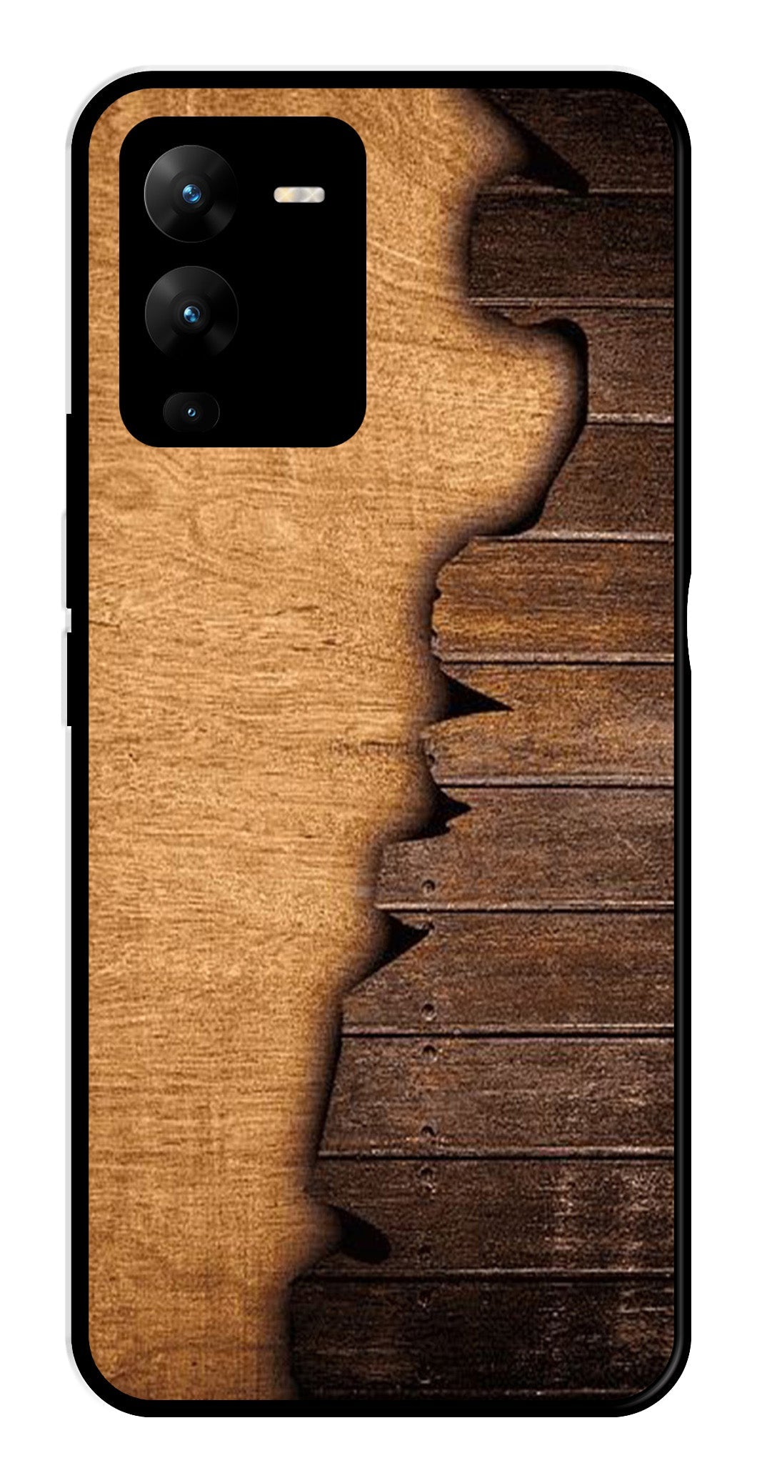 Wooden Design Metal Mobile Case for Vivo V25 Pro   (Design No -13)