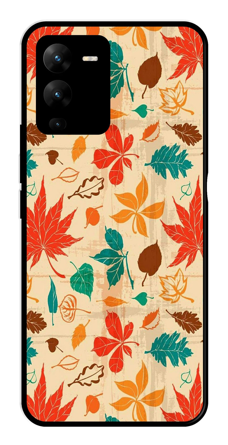 Leafs Design Metal Mobile Case for Vivo V25 Pro   (Design No -14)