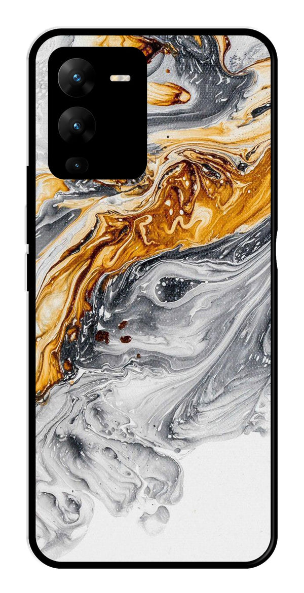 Marble Pattern Metal Mobile Case for Vivo V25 Pro   (Design No -36)
