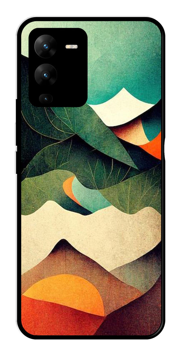 MultiColor Pattern Metal Mobile Case for Vivo V25 Pro   (Design No -43)