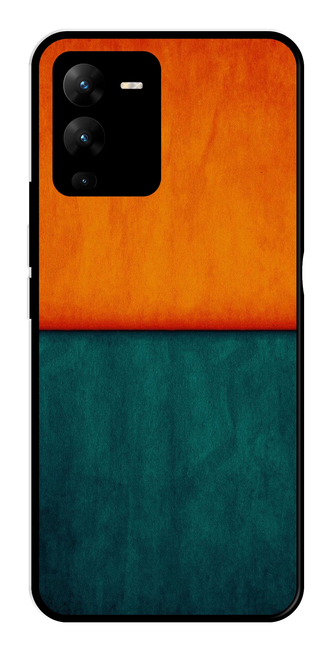 Orange Green Pattern Metal Mobile Case for Vivo V25 Pro   (Design No -45)