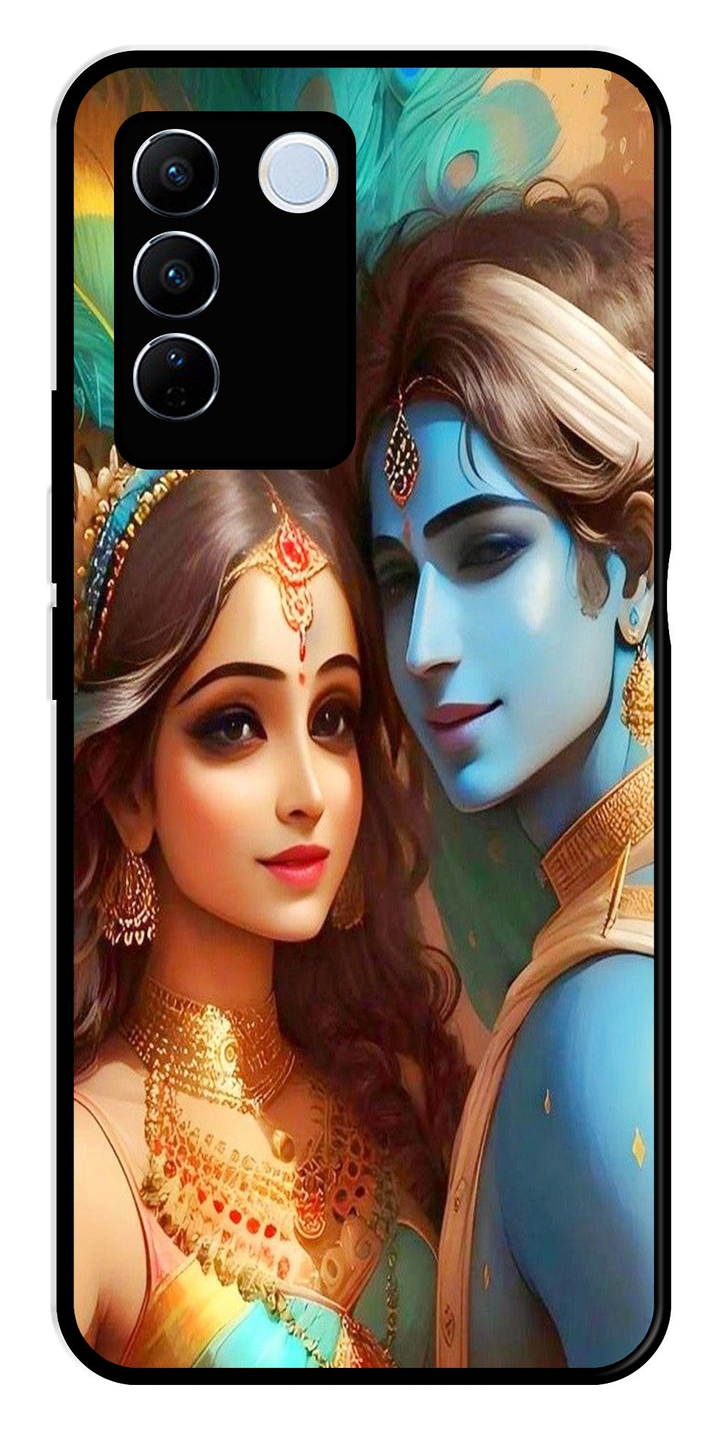 Lord Radha Krishna Metal Mobile Case for Vivo V27 Pro 5G   (Design No -01)
