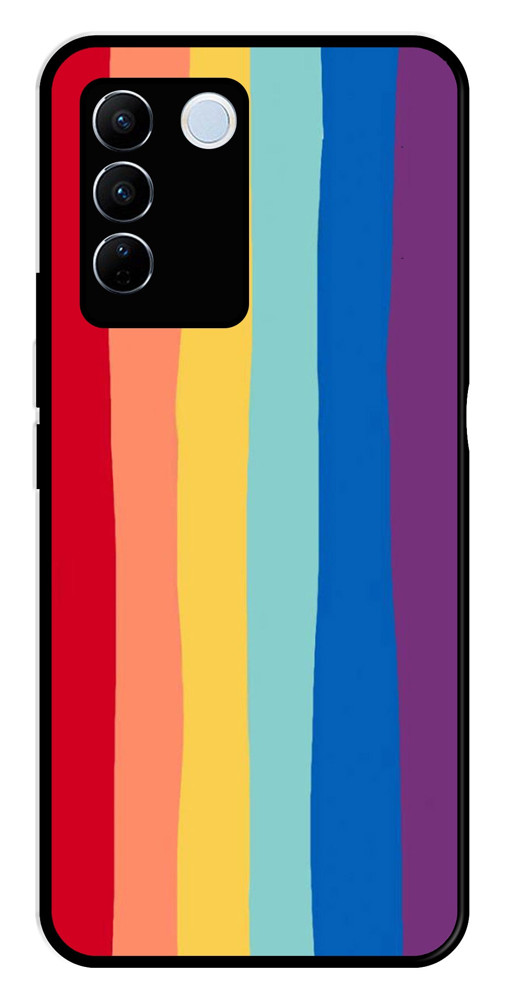 Rainbow MultiColor Metal Mobile Case for Vivo V27 Pro 5G   (Design No -03)
