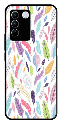 Colorful Feathers Metal Mobile Case for Vivo V27 Pro 5G