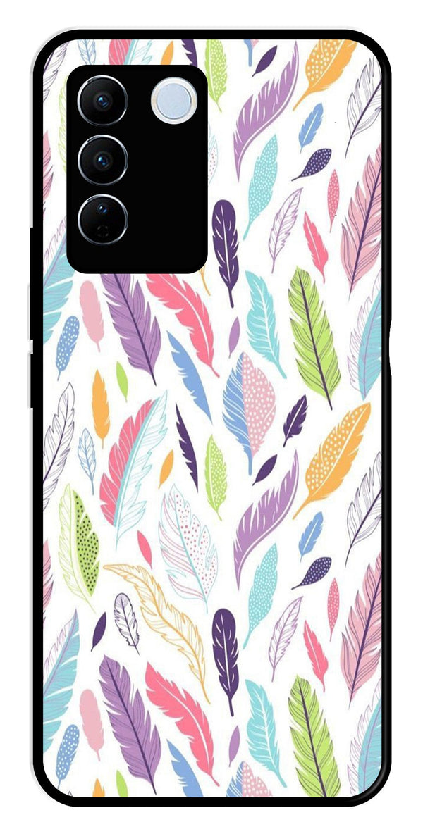 Colorful Feathers Metal Mobile Case for Vivo V27 Pro 5G   (Design No -06)