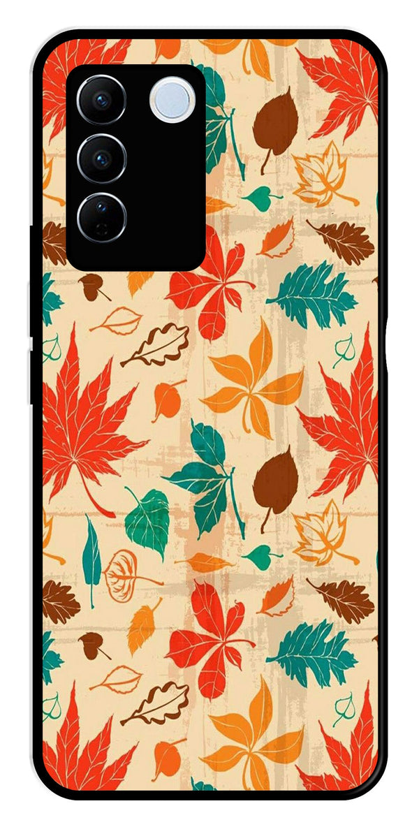Leafs Design Metal Mobile Case for Vivo V27 5G   (Design No -14)