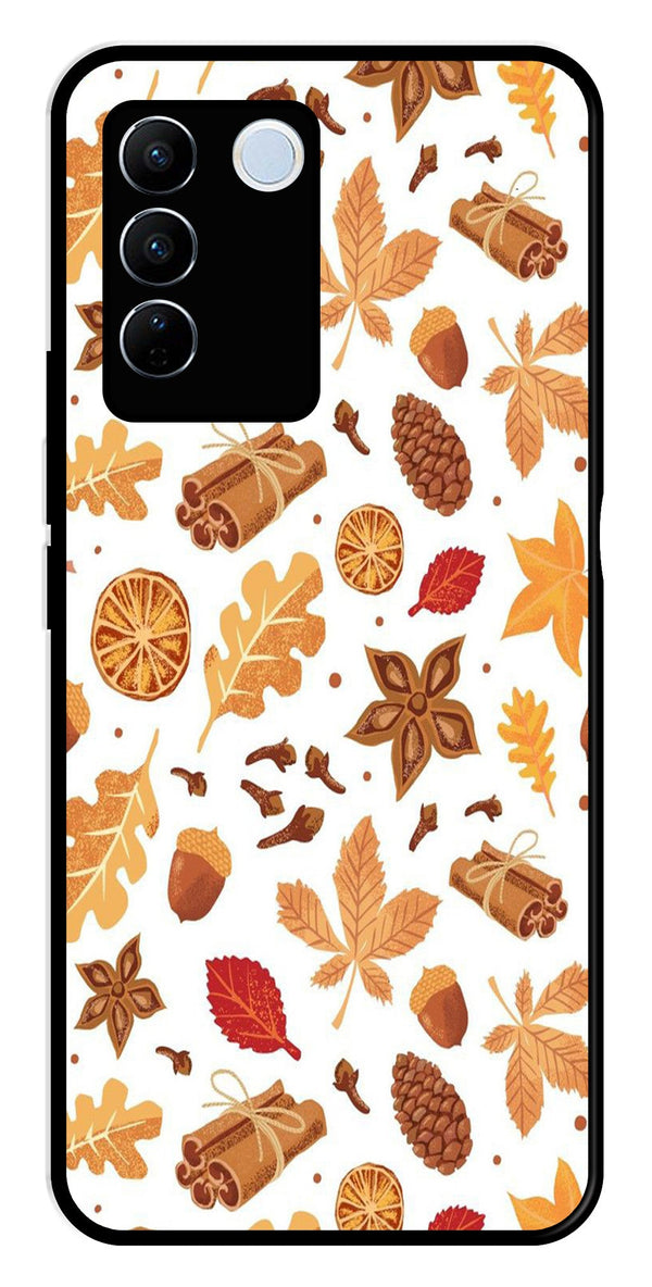 Autumn Leaf Metal Mobile Case for Vivo V27 5G   (Design No -19)