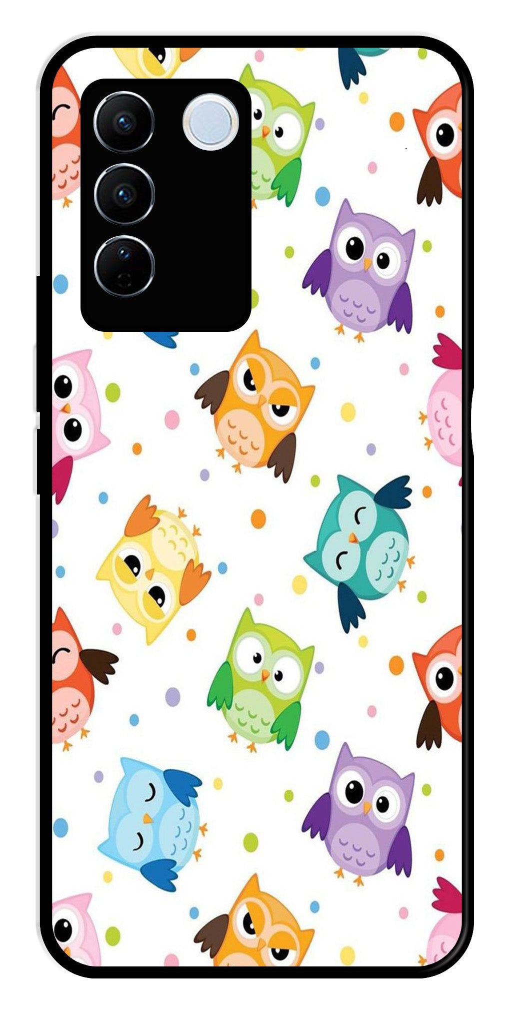 Owls Pattern Metal Mobile Case for Vivo V27 Pro 5G   (Design No -20)