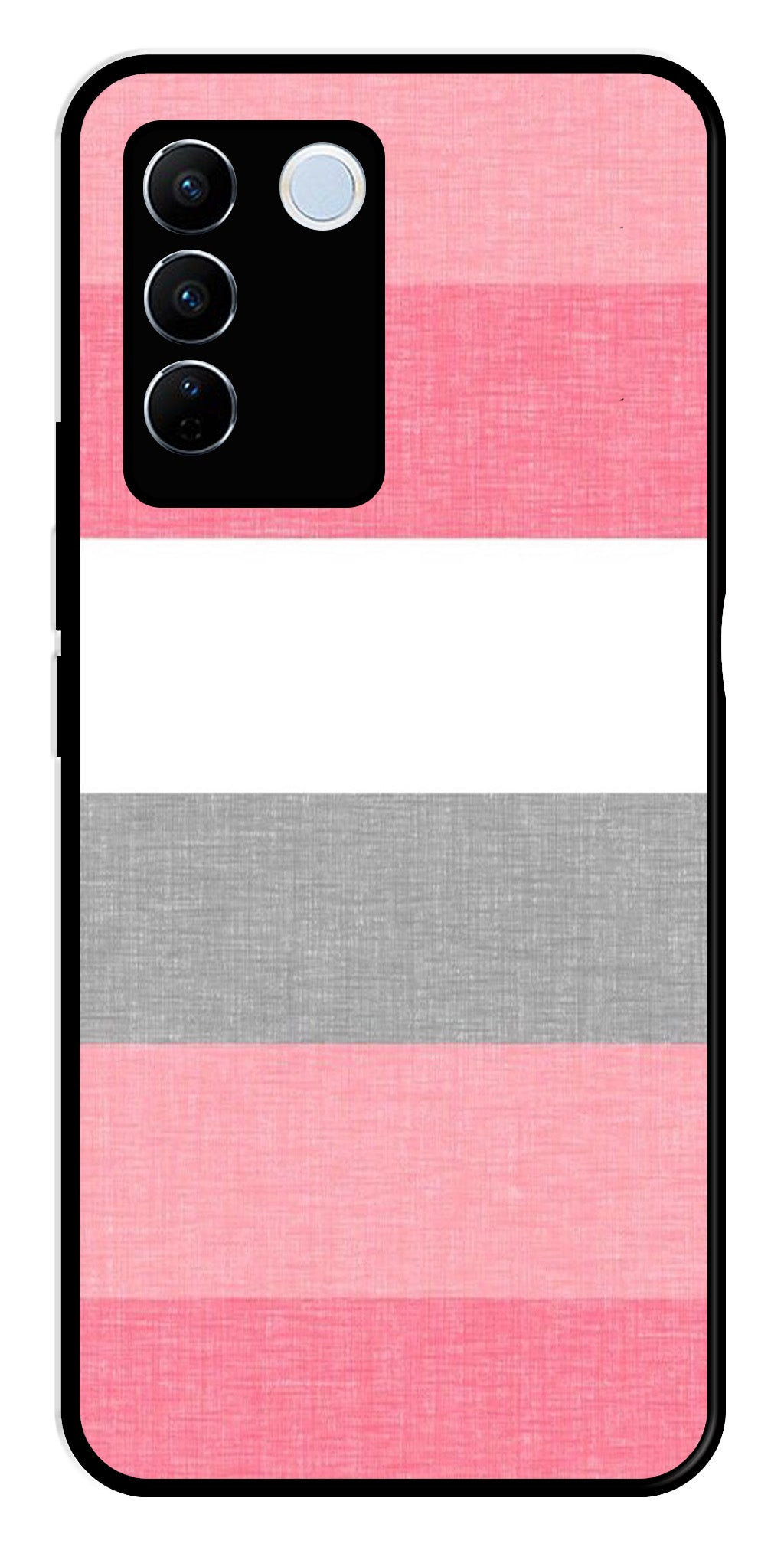 Pink Pattern Metal Mobile Case for Vivo V27 Pro 5G   (Design No -23)