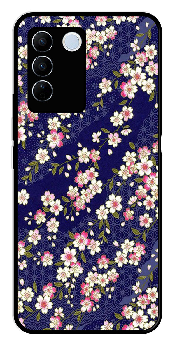 Flower Design Metal Mobile Case for Vivo V27 5G   (Design No -25)