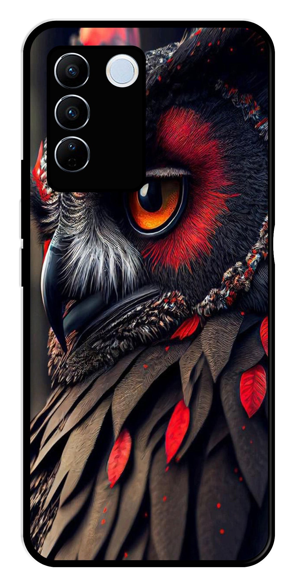 Owl Design Metal Mobile Case for Vivo V27 Pro 5G   (Design No -26)