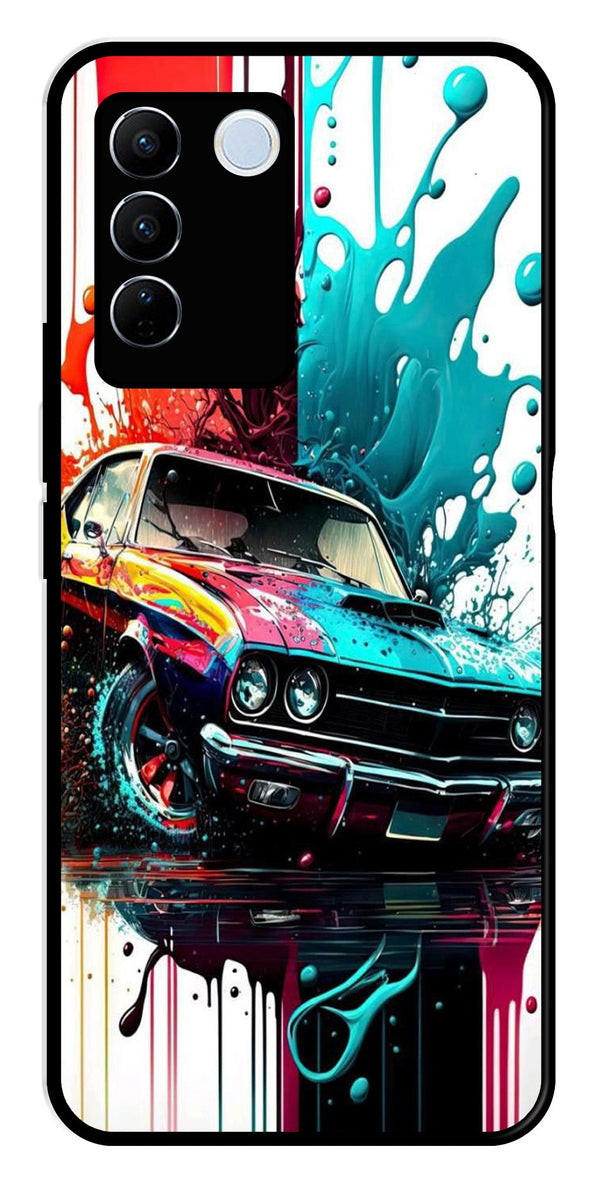 Vintage Car Metal Mobile Case for Vivo V27 Pro 5G   (Design No -29)