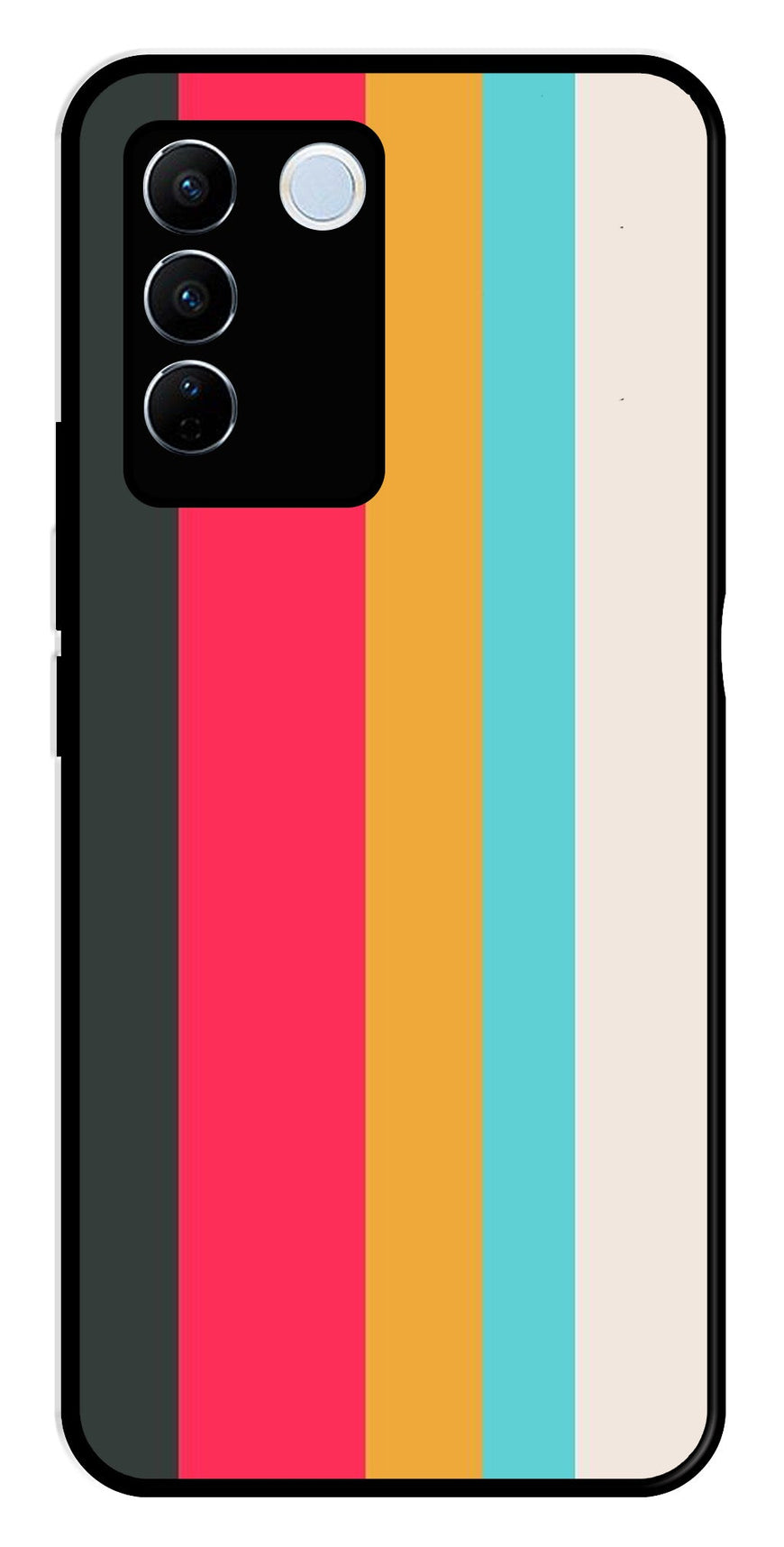 Muted Rainbow Metal Mobile Case for Vivo V27 5G   (Design No -31)