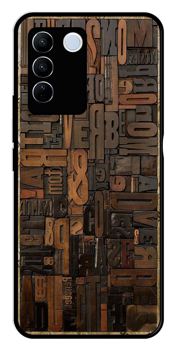 Alphabets Metal Mobile Case for Vivo V27 5G   (Design No -32)