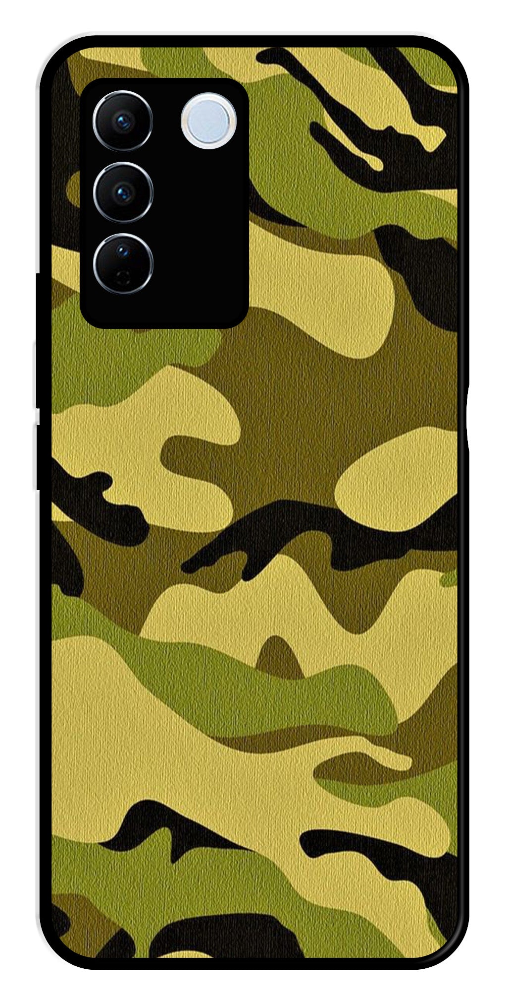 Army Pattern Metal Mobile Case for Vivo V27 Pro 5G   (Design No -35)