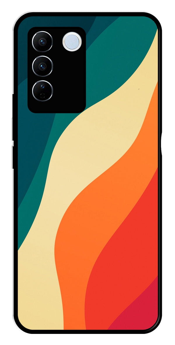 Muted Rainbow Metal Mobile Case for Vivo V27 Pro 5G   (Design No -39)