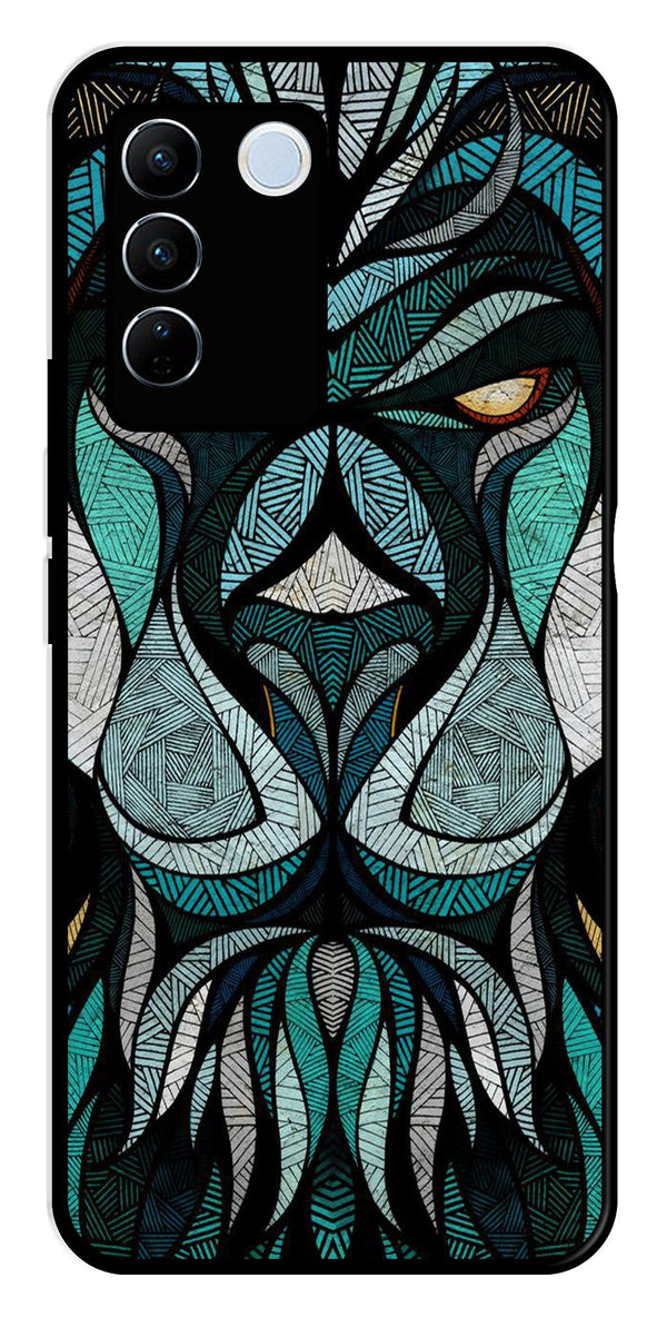 Lion Pattern Metal Mobile Case for Vivo V27 Pro 5G   (Design No -40)