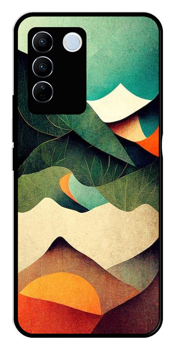 MultiColor Pattern Metal Mobile Case for Vivo V27 5G   (Design No -43)