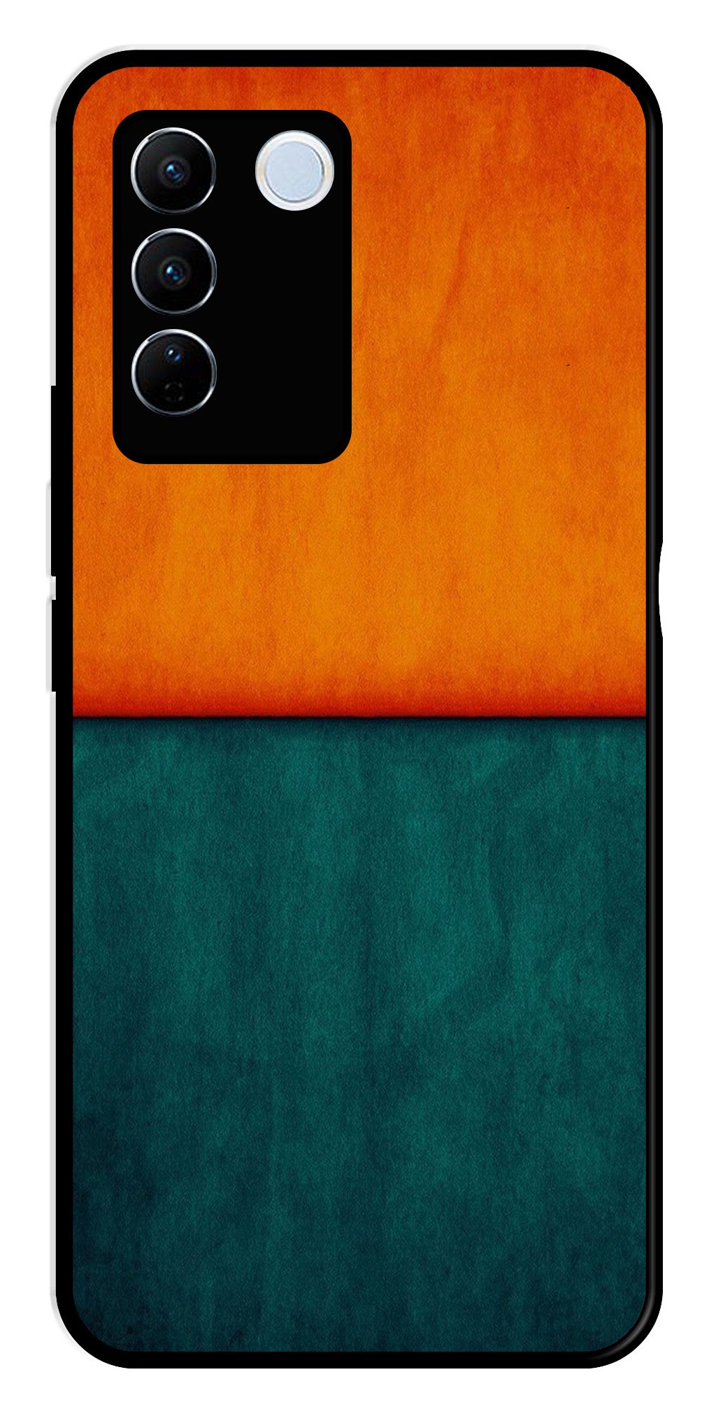 Orange Green Pattern Metal Mobile Case for Vivo V27 Pro 5G   (Design No -45)