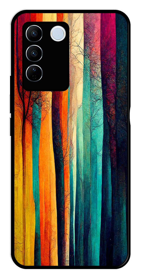 Modern Art Colorful Metal Mobile Case for Vivo V27 5G   (Design No -47)