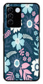 Flower Leaves Design Metal Mobile Case for Vivo V27 5G   (Design No -50)
