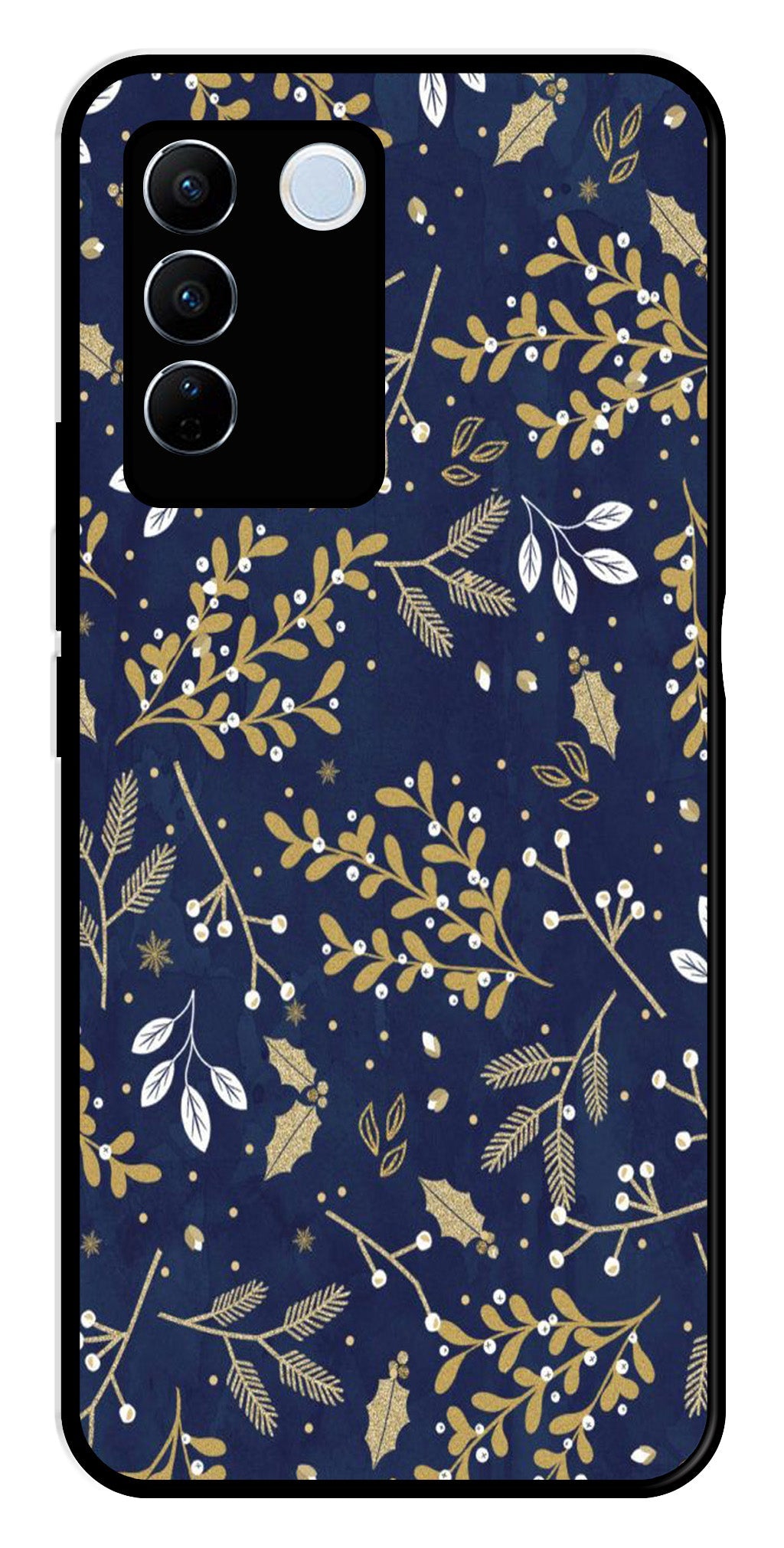 Floral Pattern  Metal Mobile Case for Vivo V27 Pro 5G   (Design No -52)