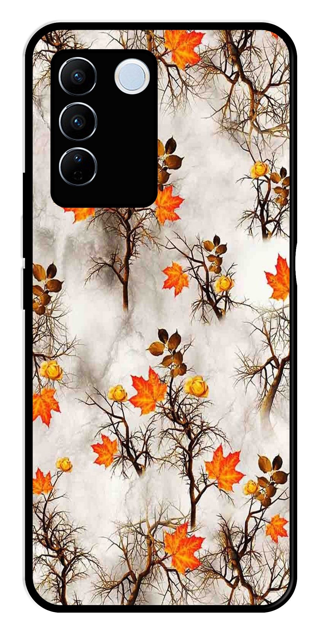 Autumn leaves Metal Mobile Case for Vivo V27 5G   (Design No -55)