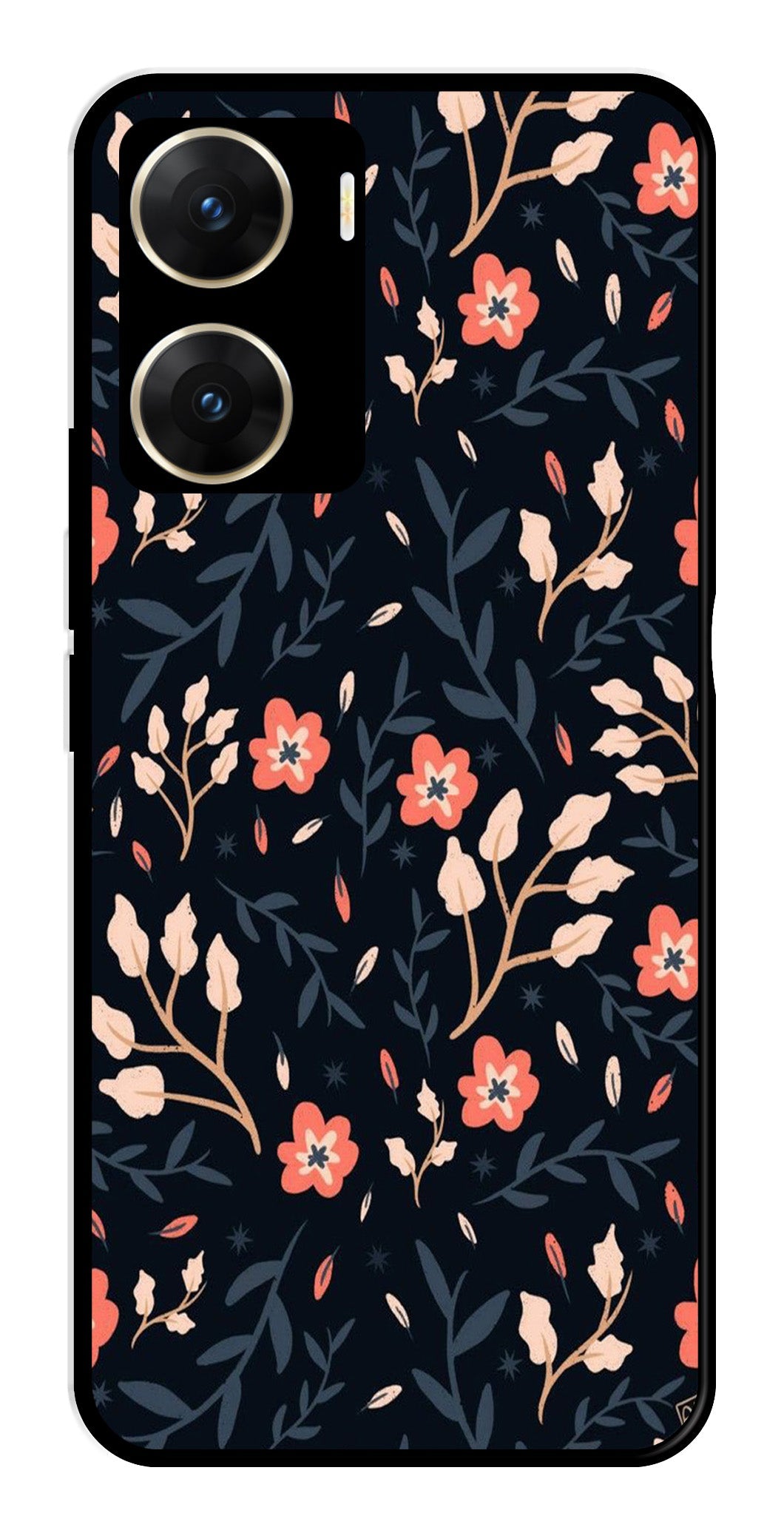 Floral Pattern Metal Mobile Case for Vivo V29E 5G   (Design No -10)