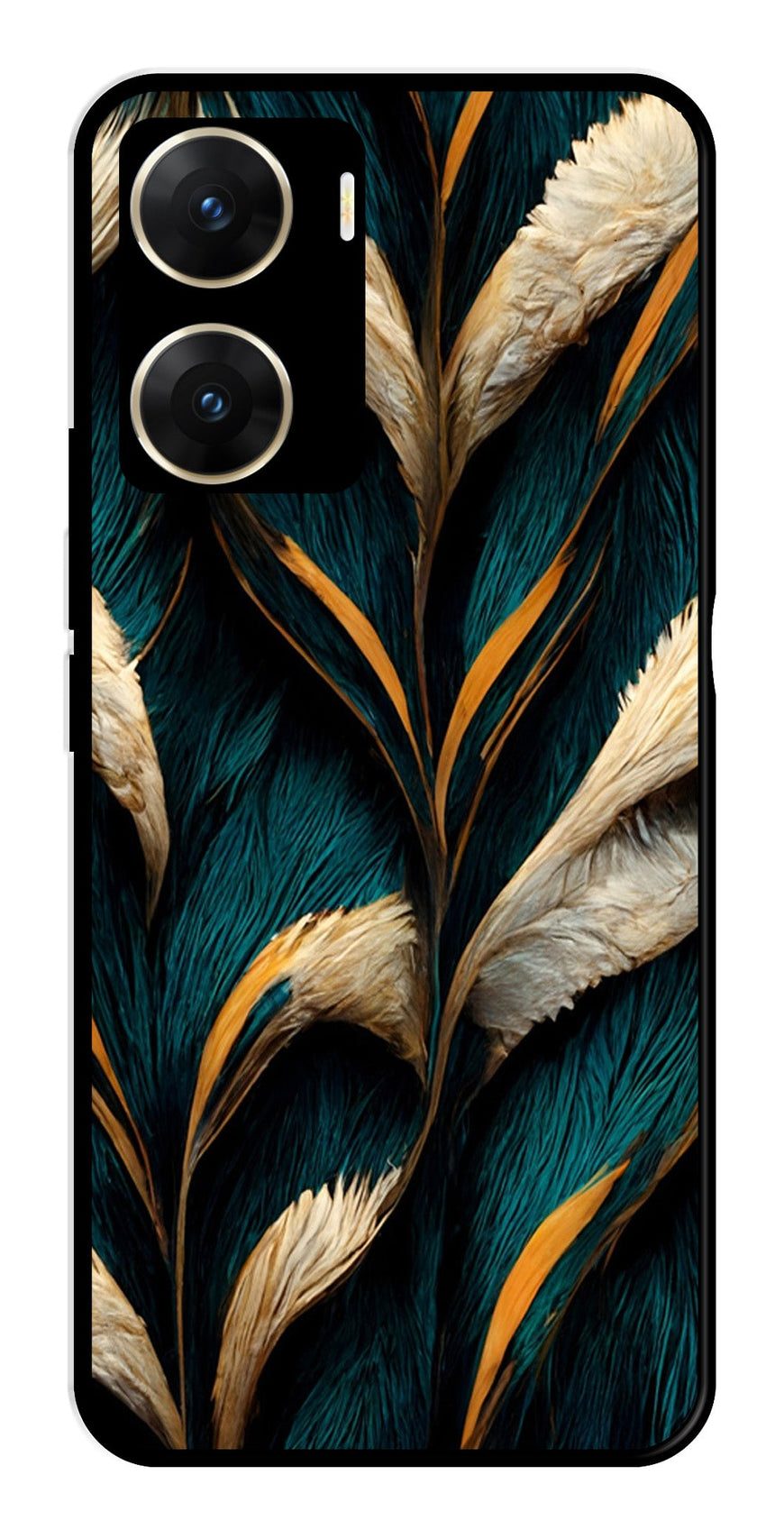 Feathers Metal Mobile Case for Vivo V29E 5G   (Design No -30)