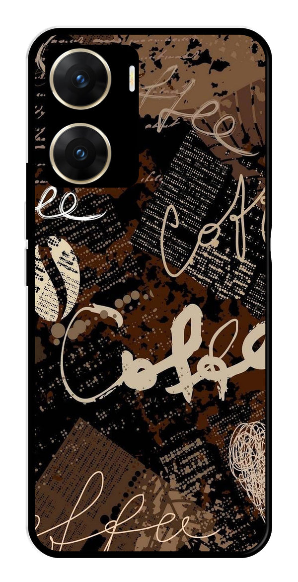 Coffee Pattern Metal Mobile Case for Vivo V29E 5G   (Design No -37)