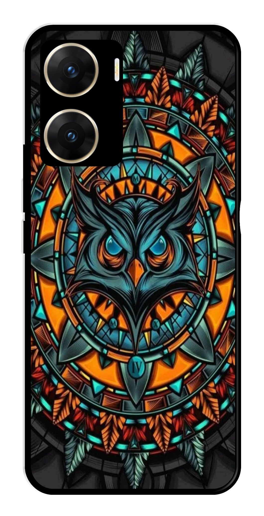 Owl Pattern Metal Mobile Case for Vivo V29E 5G   (Design No -42)