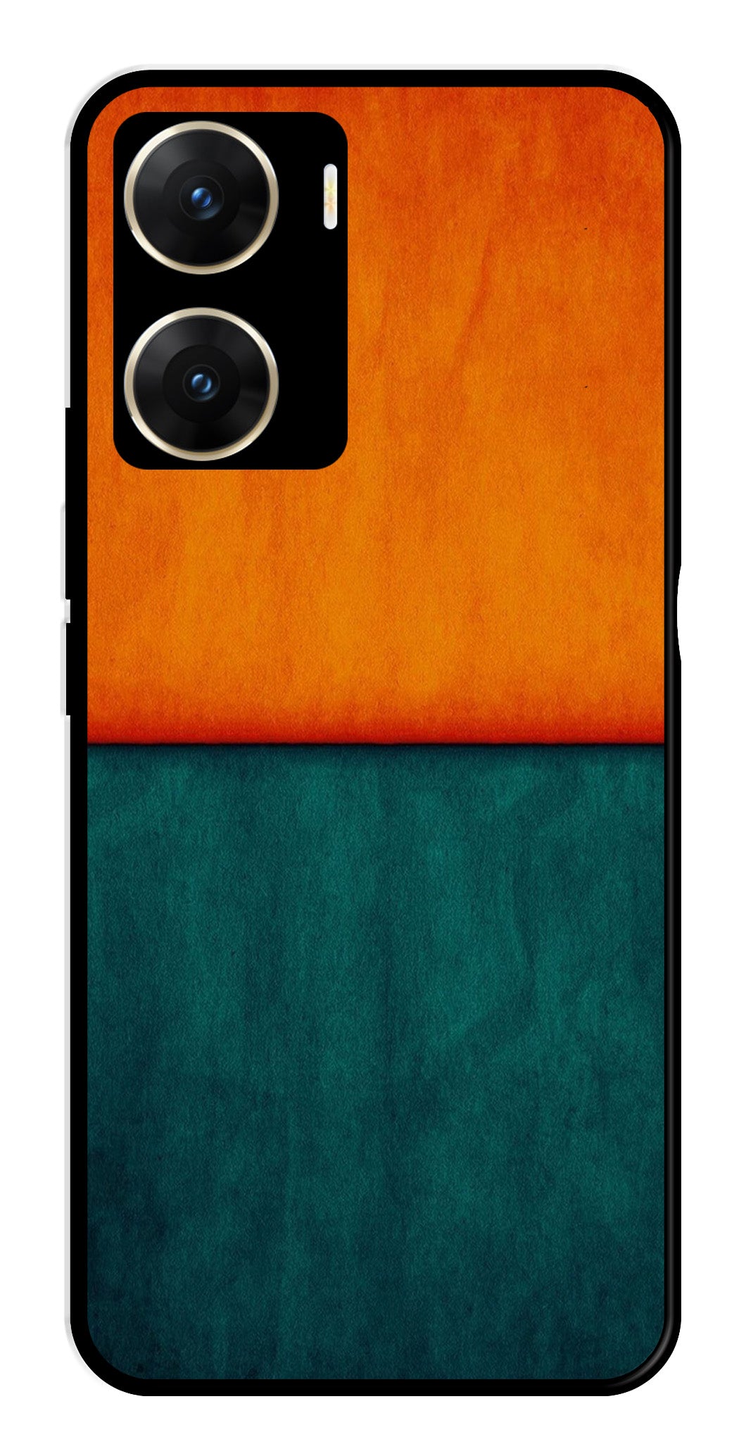Orange Green Pattern Metal Mobile Case for Vivo V29E 5G   (Design No -45)