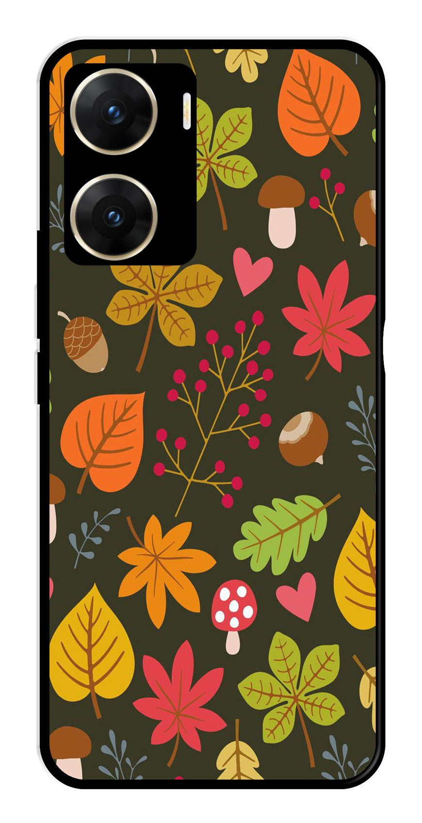 Leaves Design Metal Mobile Case for Vivo V29E 5G   (Design No -51)