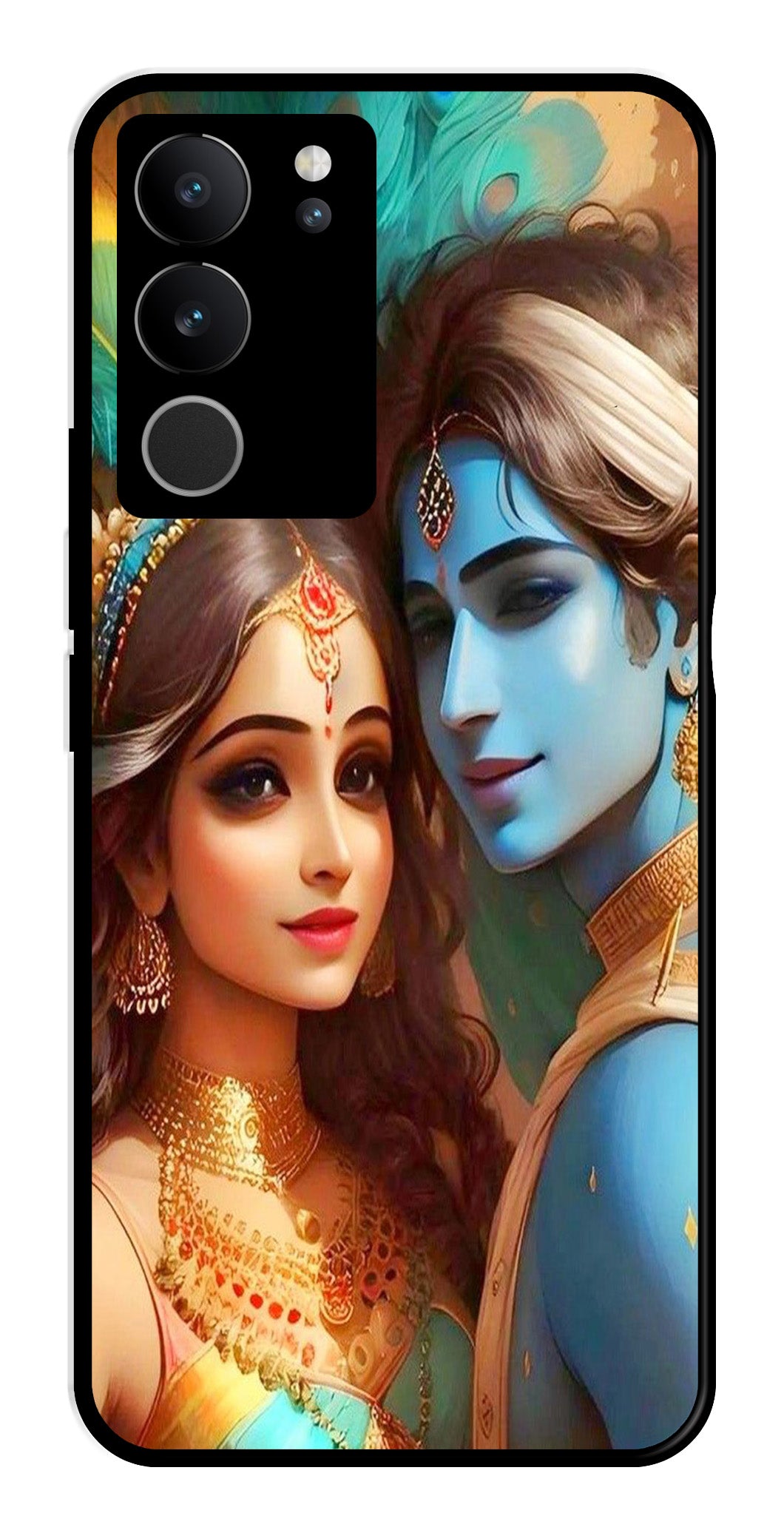 Lord Radha Krishna Metal Mobile Case for Vivo V29 Pro 5G   (Design No -01)