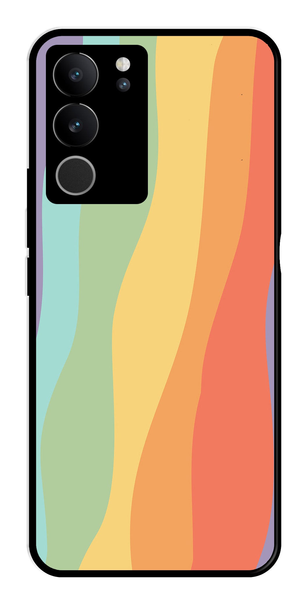 Muted Rainbow Metal Mobile Case for Vivo V29 Pro 5G   (Design No -02)