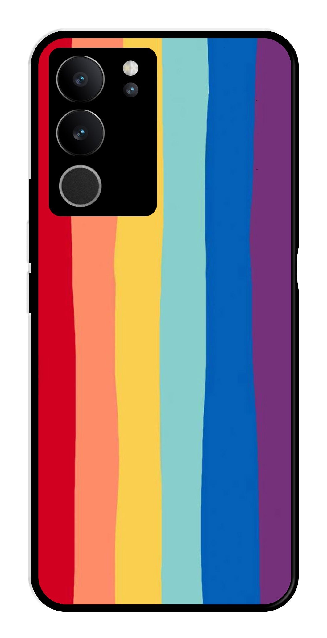 Rainbow MultiColor Metal Mobile Case for Vivo V29 Pro 5G   (Design No -03)