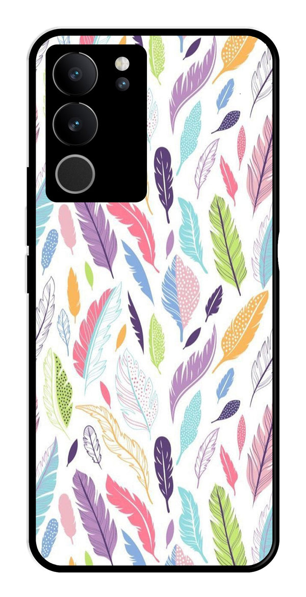 Colorful Feathers Metal Mobile Case for Vivo V29 Pro 5G   (Design No -06)